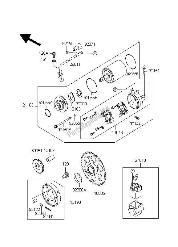 Starter motor spare parts for Kawasaki Ninja ZX 6R from 1999
